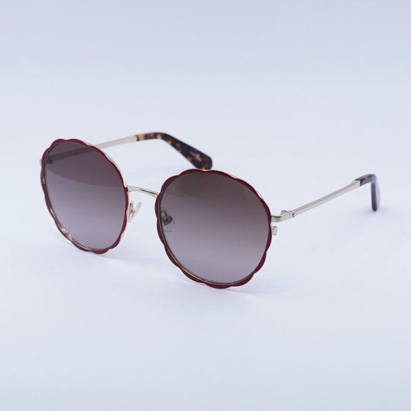 Kate Spade CANNES/G/S 0C9A HA Sunglasses Red/Gold Round Frame, Brown Lenses - Picture 4 of 8